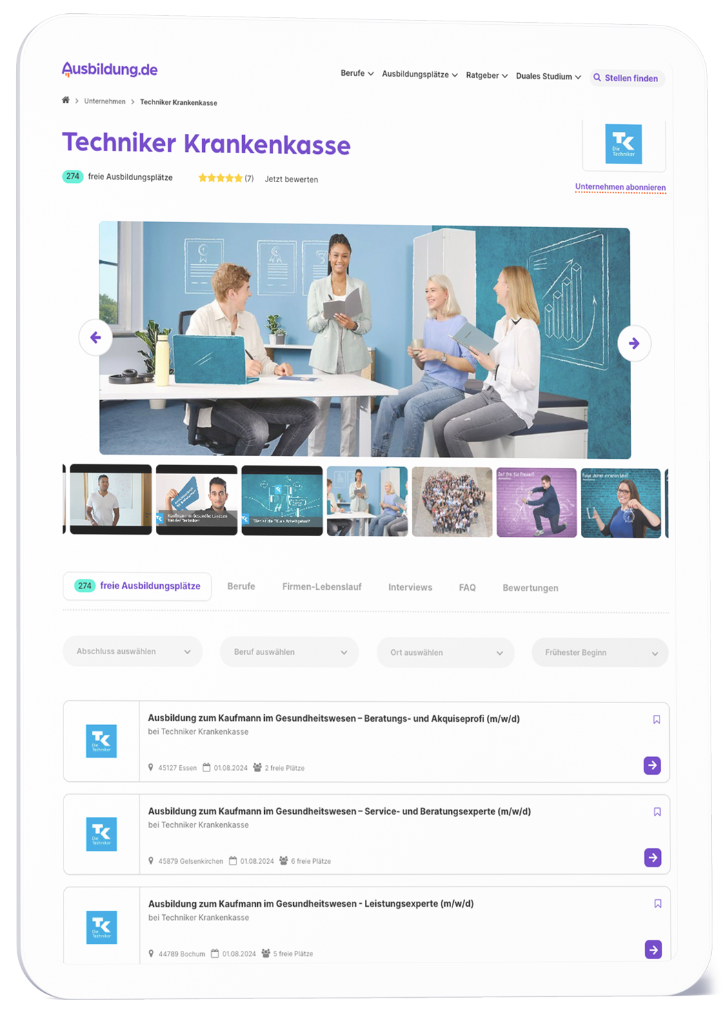 Unternehmenspofil aus Ausbildung.de